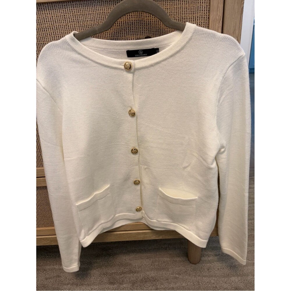 Cream Button-Front Women's Cardigan